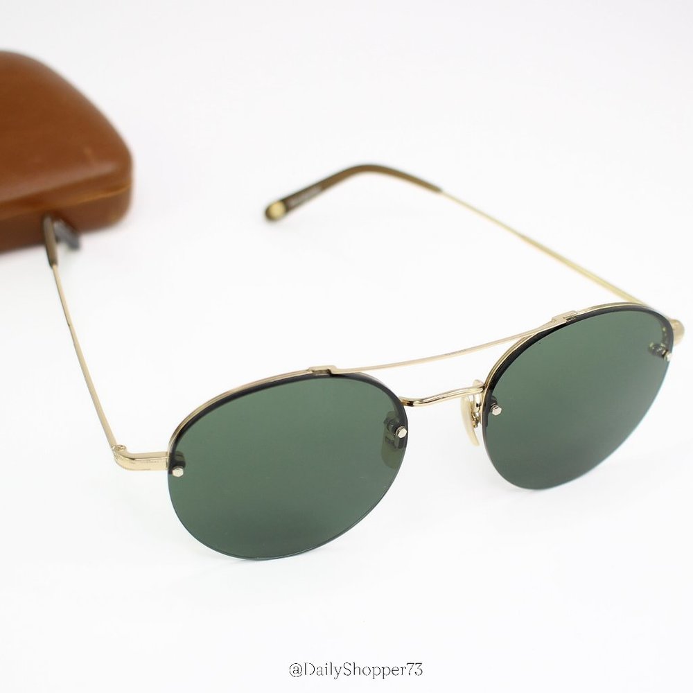 Garrett Leight Gold and Green Sunglasses